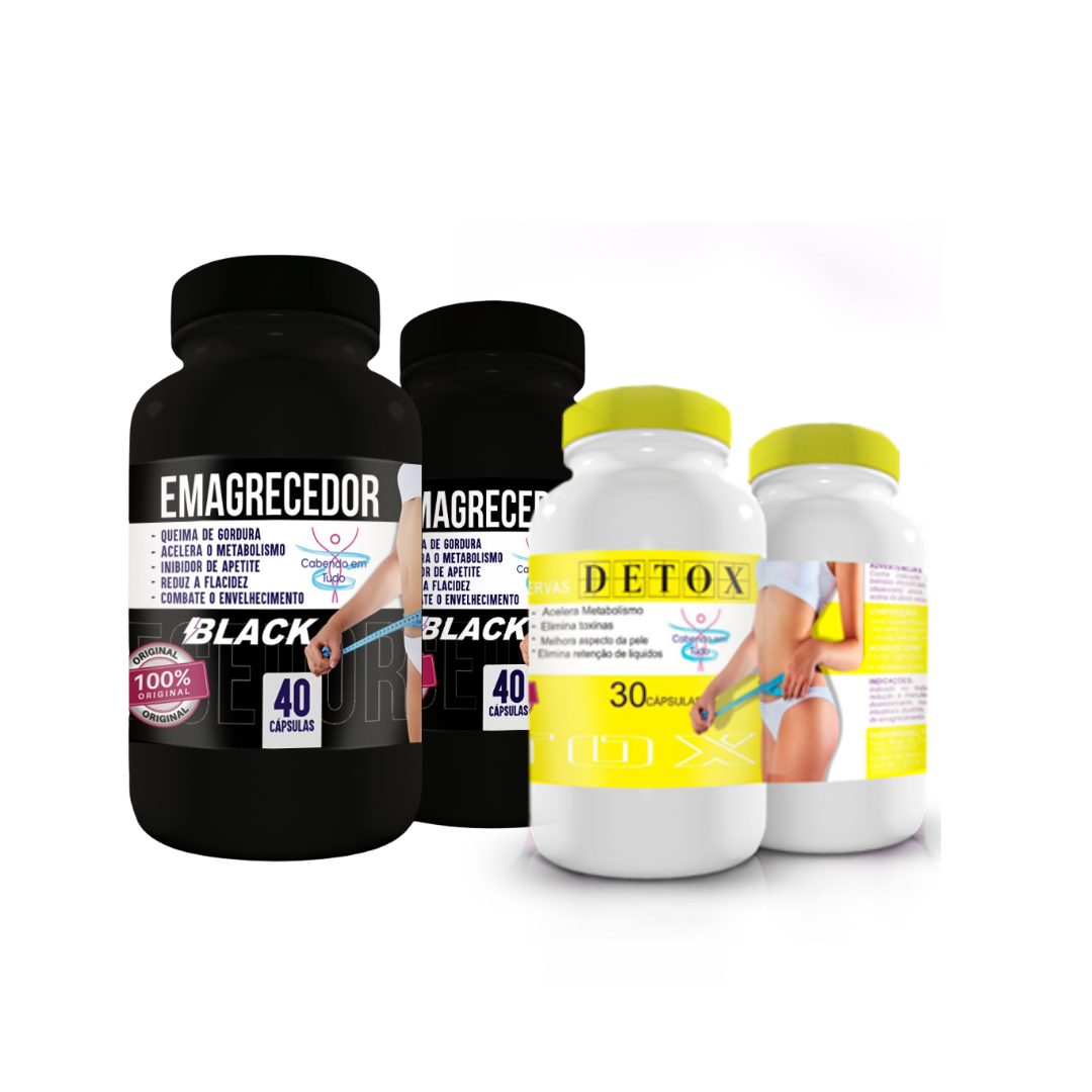10 comprimidos do emagrecedor Black + 10 comprimidos do Detox